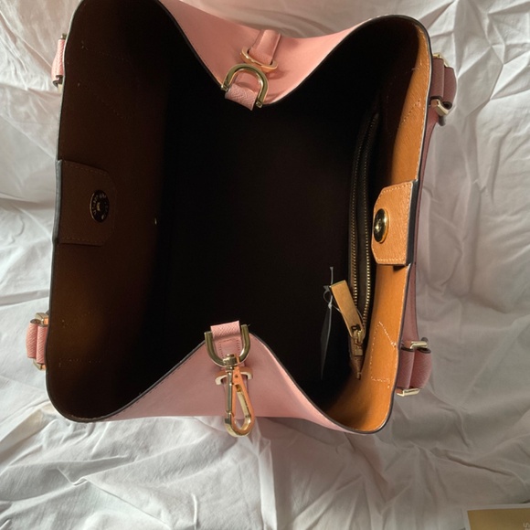 (NWT) Michael Kors Greenwich Bicolor Grab Bag Tote, Purse Cinder/Dusty Rose - Picture 7 of 16